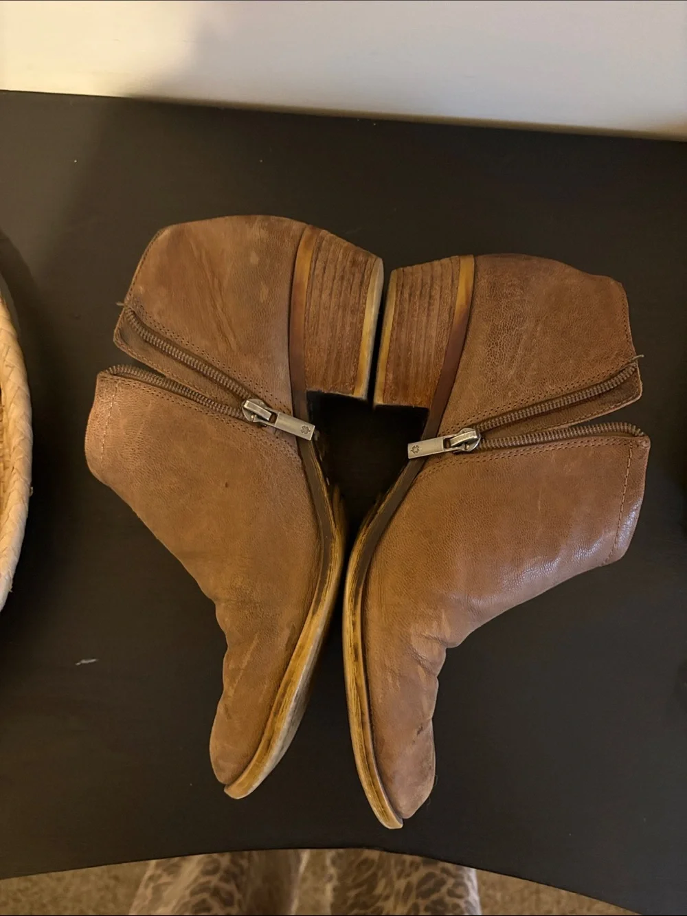 Lucky Brand Brown Leather Side-Zip Ankle Boots